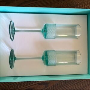 Tiffany Diamond point blue champagne flutes